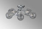 Deco - Elm 5 Light Semi Flush With Leaf Styled Stems and Ridged Style Clear Glass Shades - Luminosity Designs Ltd