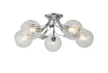 Deco - Elm 5 Light Semi Flush With Leaf Styled Stems and Ridged Style Clear Glass Shades - Luminosity Designs Ltd
