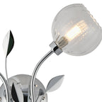 Deco - Elm Double Wall Light With Leaf Styled Stems and Ridged Style Clear Glass Shades - Luminosity Designs Ltd