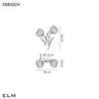 Deco - Elm Double Wall Light With Leaf Styled Stems and Ridged Style Clear Glass Shades - Luminosity Designs Ltd