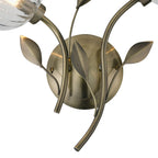 Deco - Elm Double Wall Light With Leaf Styled Stems and Ridged Style Clear Glass Shades - Luminosity Designs Ltd
