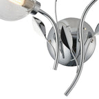 Deco - Elm Double Wall Light With Leaf Styled Stems and Ridged Style Clear Glass Shades - Luminosity Designs Ltd