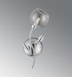 Deco - Elm Single Wall Light With Leaf Styled Stems and Ridged Style Clear Glass Shades - Luminosity Designs Ltd