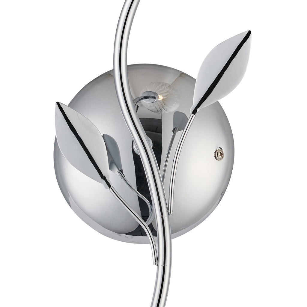 Deco - Elm Single Wall Light With Leaf Styled Stems and Ridged Style Clear Glass Shades - Luminosity Designs Ltd