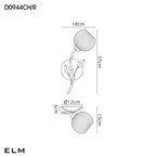 Deco - Elm Single Wall Light With Leaf Styled Stems and Ridged Style Clear Glass Shades - Luminosity Designs Ltd