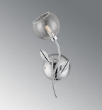 Deco - Elm Single Wall Light With Leaf Styled Stems and Ridged Style Clear Glass Shades - Luminosity Designs Ltd