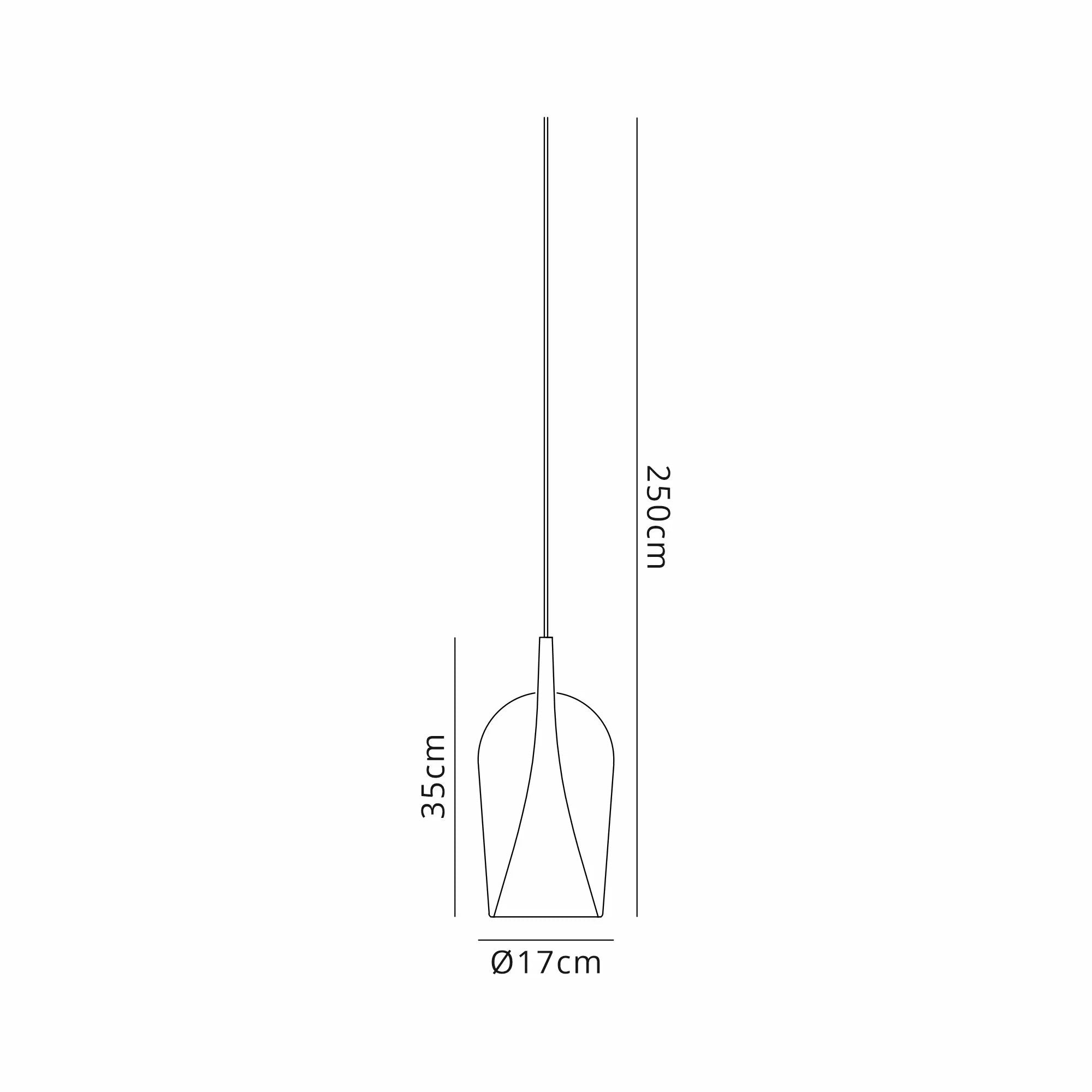 Mantra - Elsa Assembly Pendant (WITHOUT PLATE) With Champagne Glass Shade, 1 Light E27, Glass With Frosted Inner Cone - Luminosity Designs Ltd