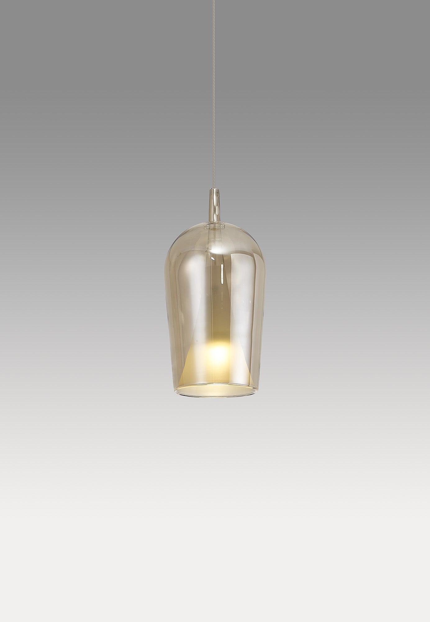 Mantra - Elsa Assembly Pendant (WITHOUT PLATE) With Champagne Glass Shade, 1 Light E27, Glass With Frosted Inner Cone - Luminosity Designs Ltd