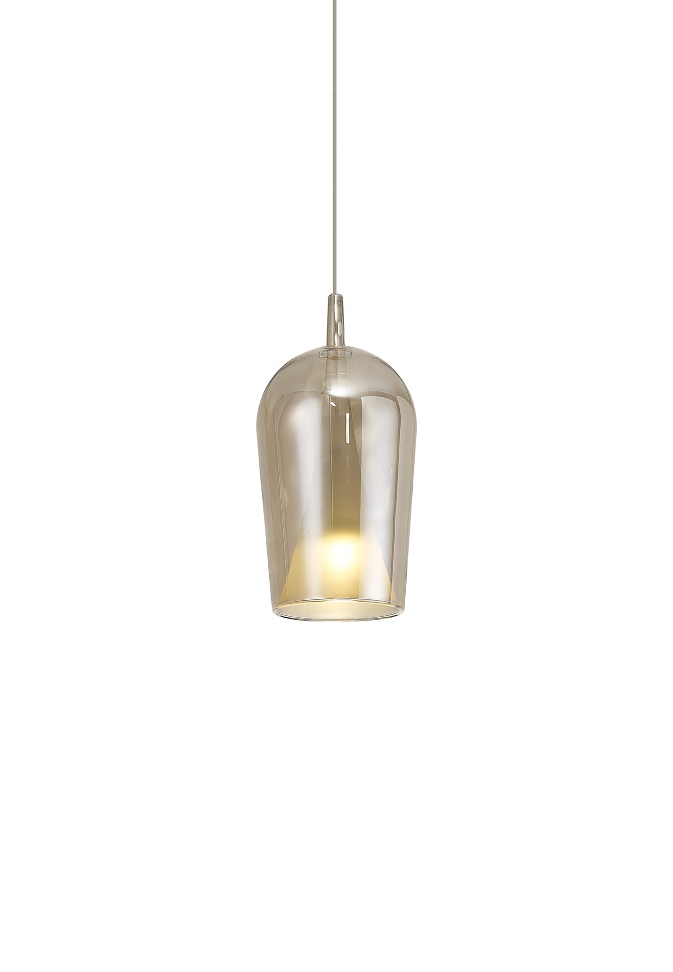 Mantra - Elsa Assembly Pendant (WITHOUT PLATE) With Champagne Glass Shade, 1 Light E27, Glass With Frosted Inner Cone - Luminosity Designs Ltd