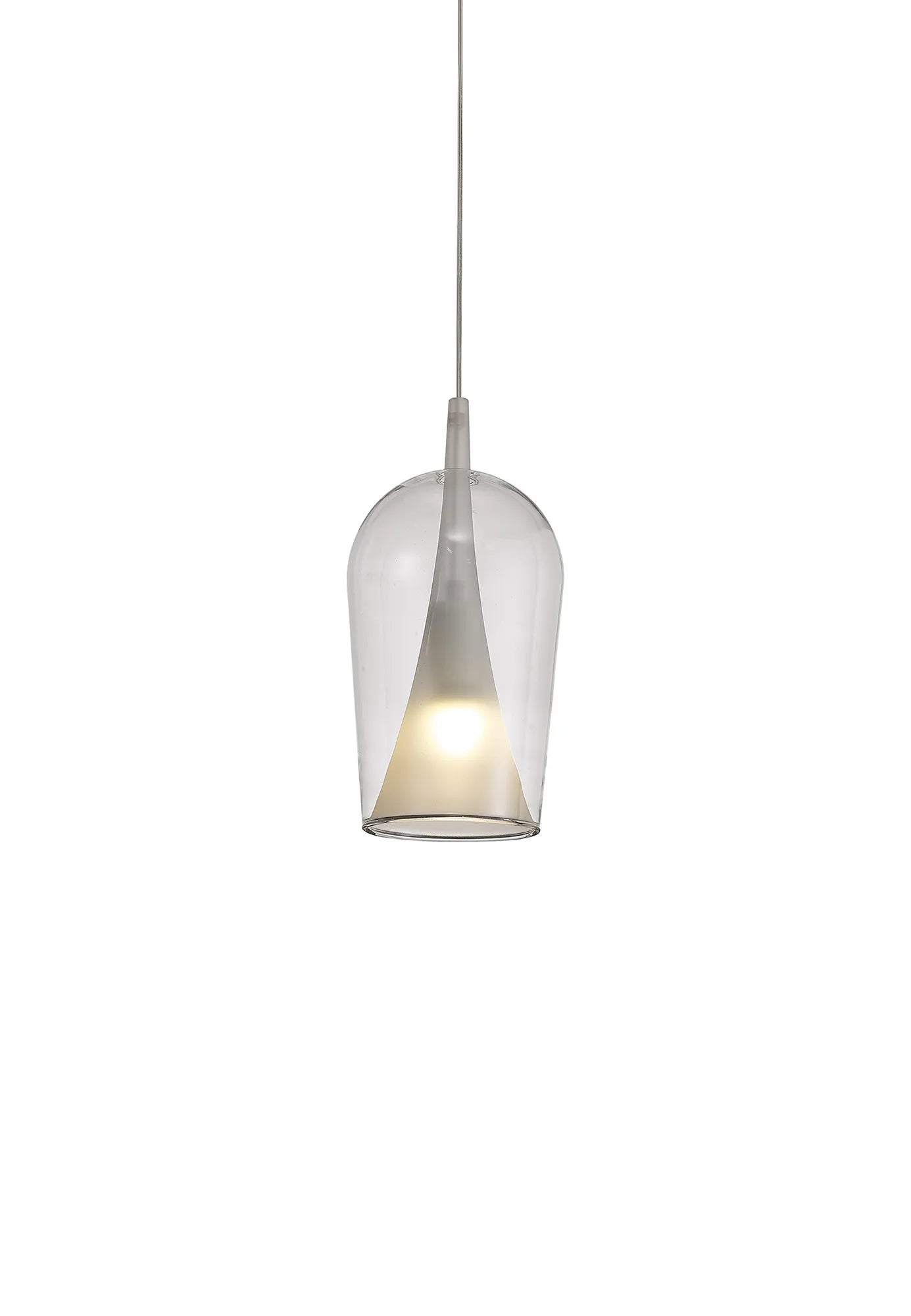 Mantra - Elsa Assembly Pendant (WITHOUT PLATE) With Champagne Glass Shade, 1 Light E27, Glass With Frosted Inner Cone - Luminosity Designs Ltd
