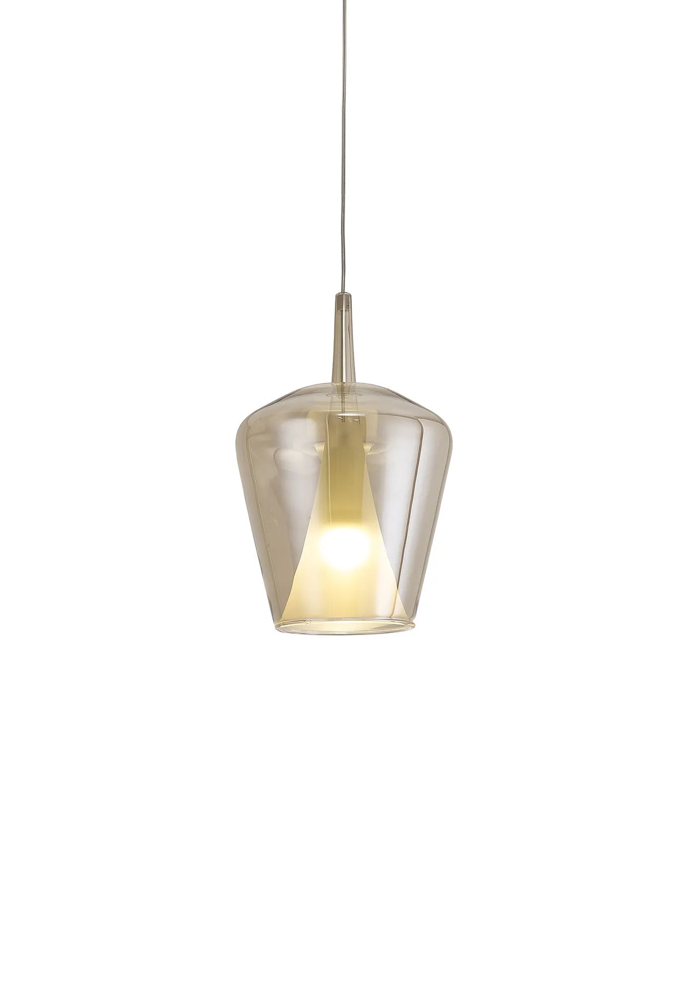 Mantra - Elsa Assembly Pendant (WITHOUT PLATE) With Inverted Bell Shade, 1 Light E27, Glass With Frosted Inner Cone - Luminosity Designs Ltd