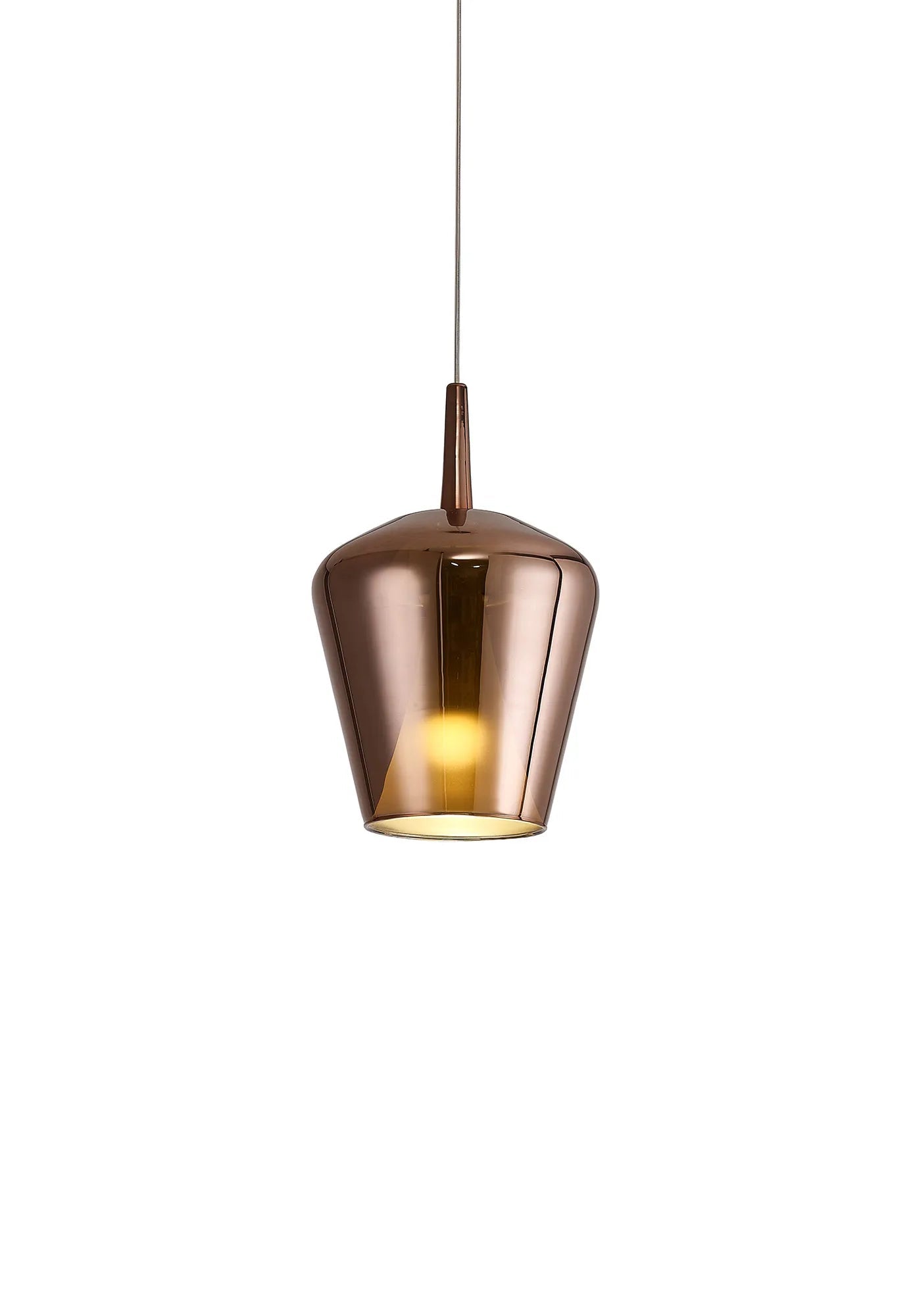 Mantra - Elsa Assembly Pendant (WITHOUT PLATE) With Inverted Bell Shade, 1 Light E27, Glass With Frosted Inner Cone - Luminosity Designs Ltd
