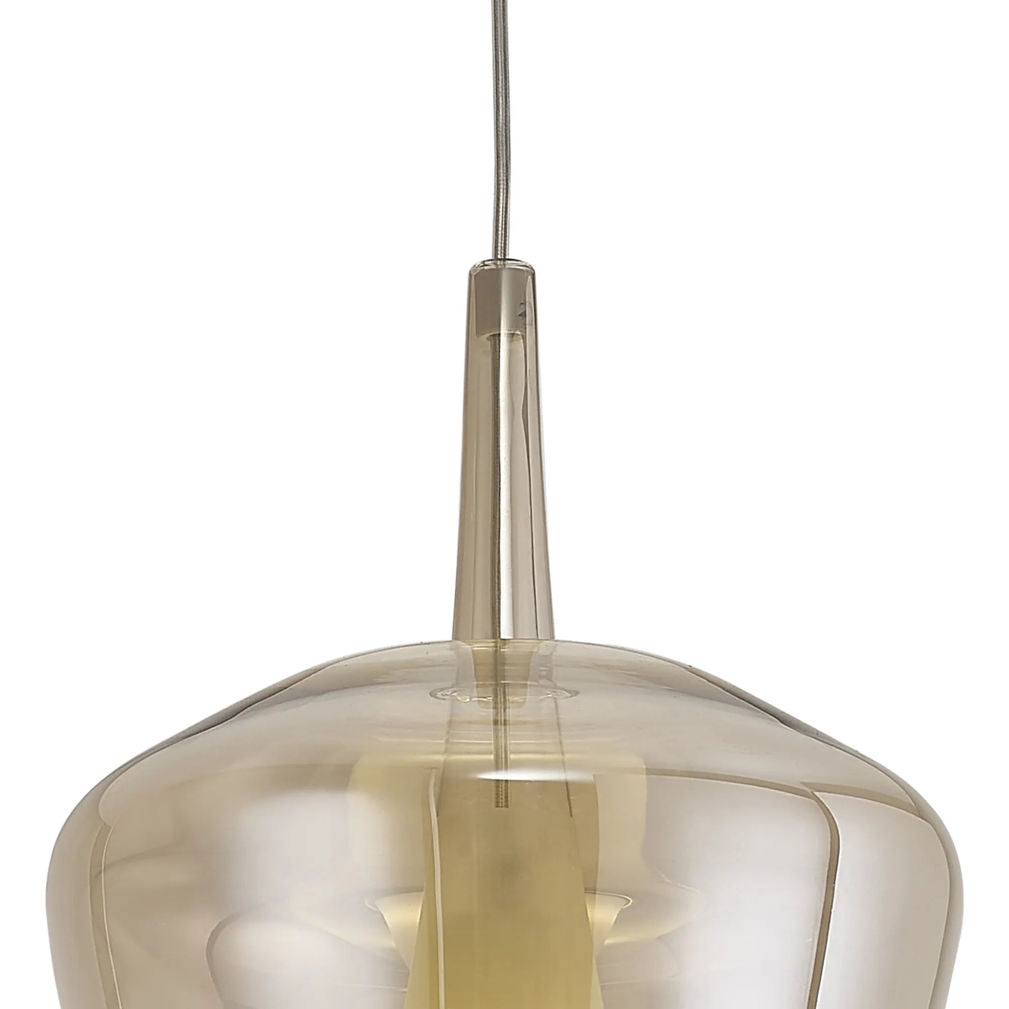 Mantra - Elsa Assembly Pendant (WITHOUT PLATE) With Inverted Bell Shade, 1 Light E27, Glass With Frosted Inner Cone - Luminosity Designs Ltd