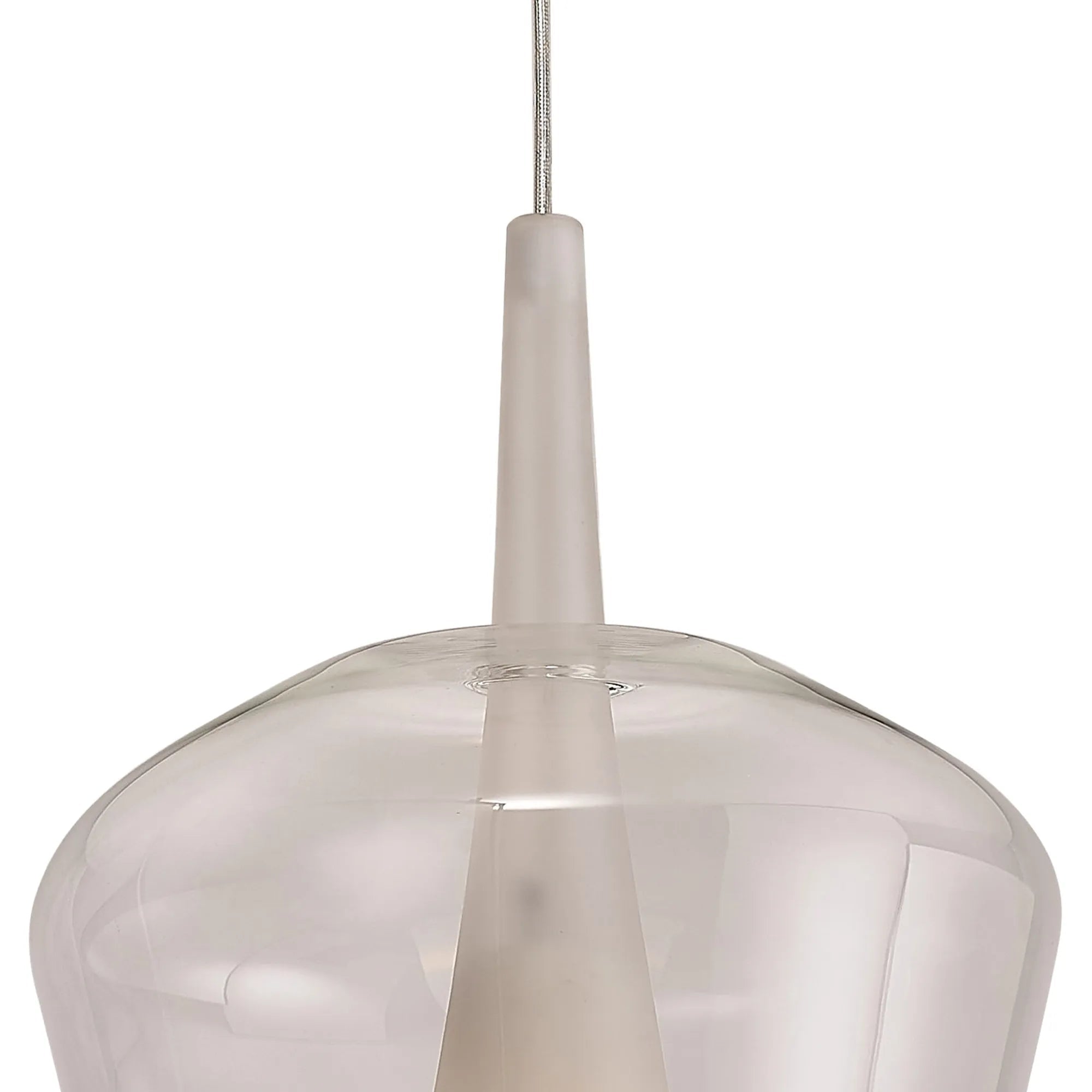 Mantra - Elsa Assembly Pendant (WITHOUT PLATE) With Inverted Bell Shade, 1 Light E27, Glass With Frosted Inner Cone - Luminosity Designs Ltd