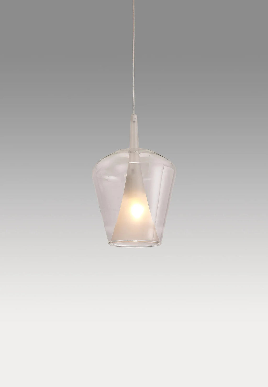 Mantra - Elsa Assembly Pendant (WITHOUT PLATE) With Inverted Bell Shade, 1 Light E27, Glass With Frosted Inner Cone - Luminosity Designs Ltd