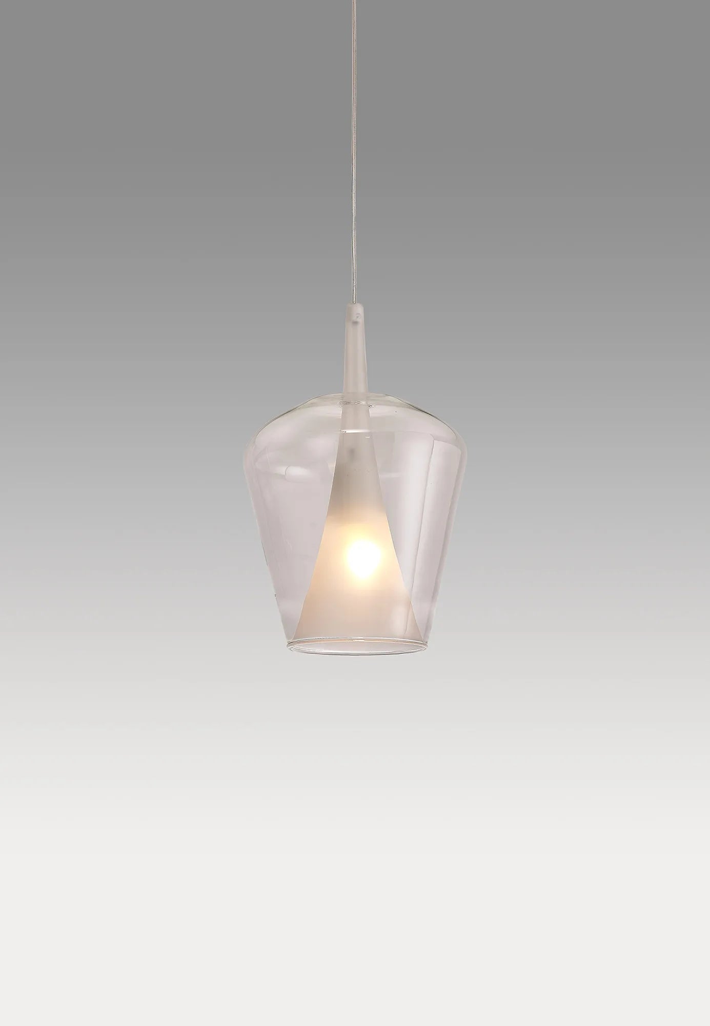 Mantra - Elsa Assembly Pendant (WITHOUT PLATE) With Inverted Bell Shade, 1 Light E27, Glass With Frosted Inner Cone - Luminosity Designs Ltd