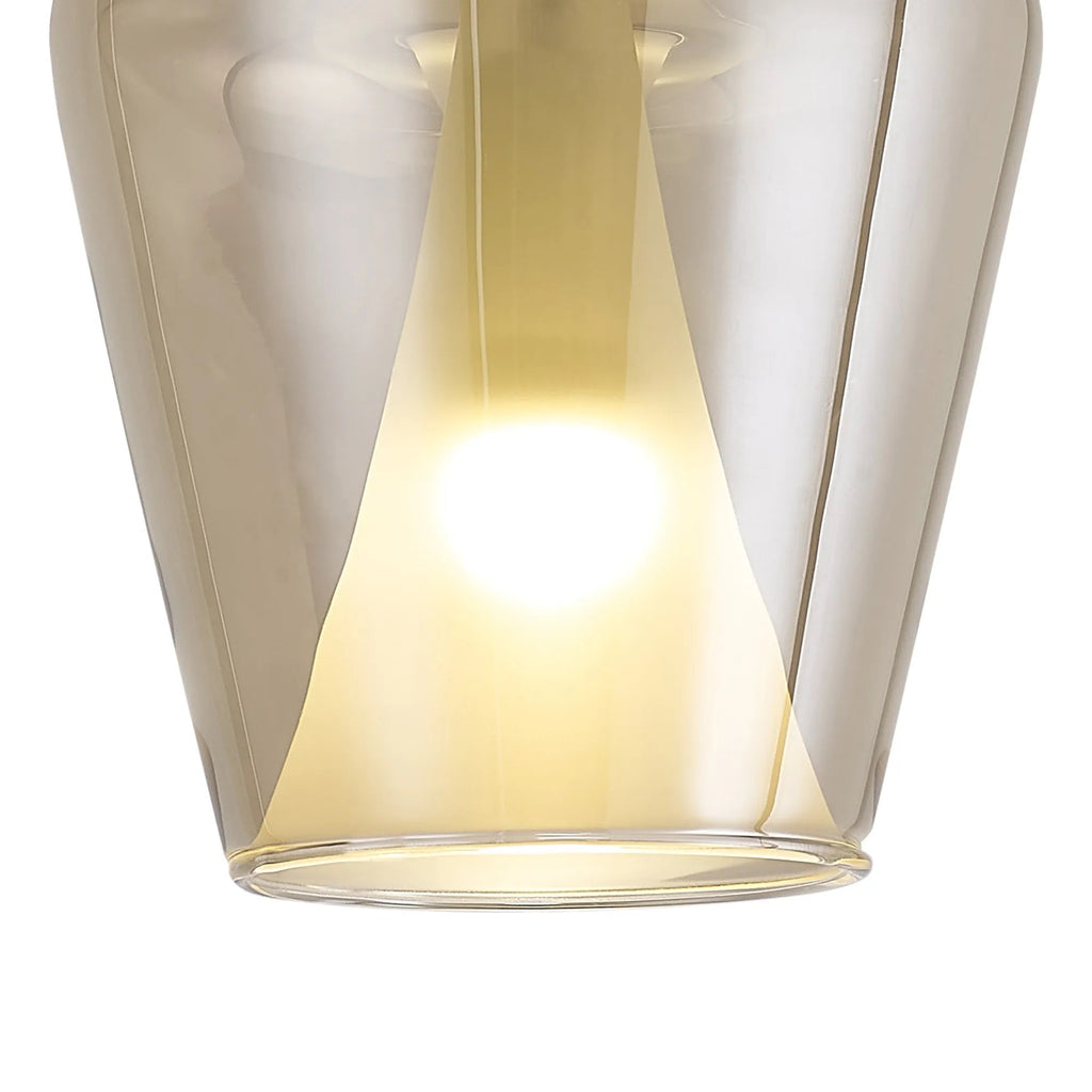 Mantra - Elsa Assembly Pendant (WITHOUT PLATE) With Inverted Bell Shade, 1 Light E27, Glass With Frosted Inner Cone - Luminosity Designs Ltd