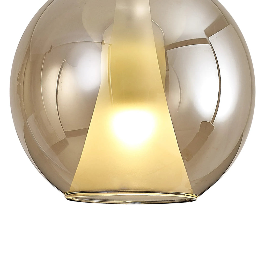 Mantra - Elsa Assembly Pendant (WITHOUT PLATE) With Round Shade, 1 Light E27, Glass With Frosted Inner Cone - Luminosity Designs Ltd