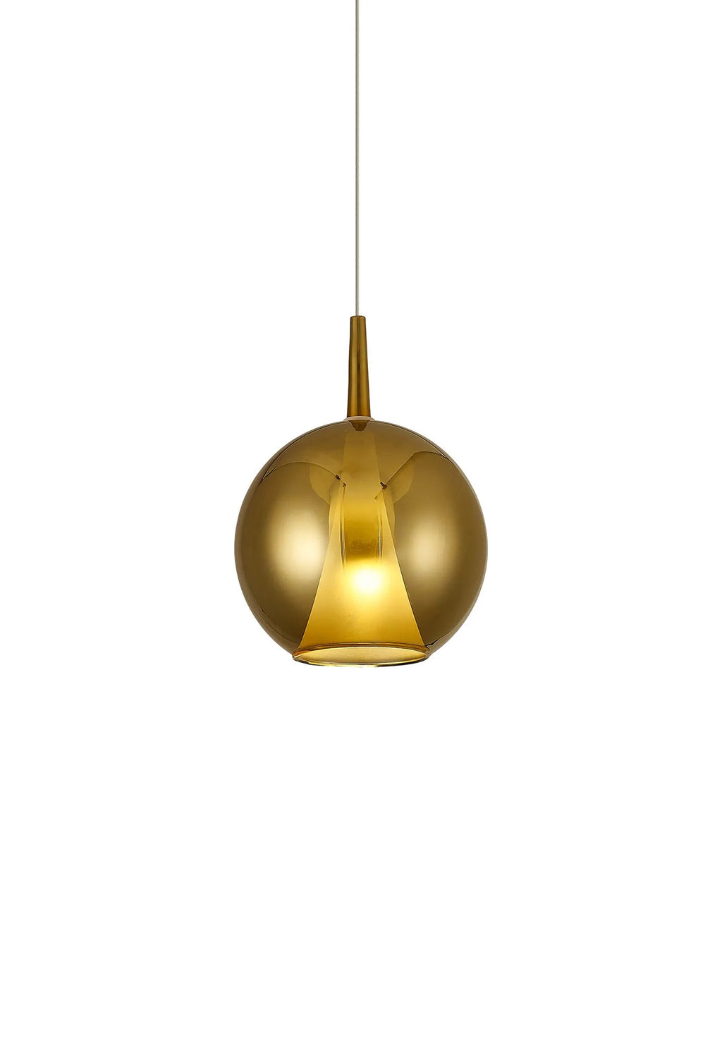 Mantra - Elsa Assembly Pendant (WITHOUT PLATE) With Round Shade, 1 Light E27, Glass With Frosted Inner Cone - Luminosity Designs Ltd