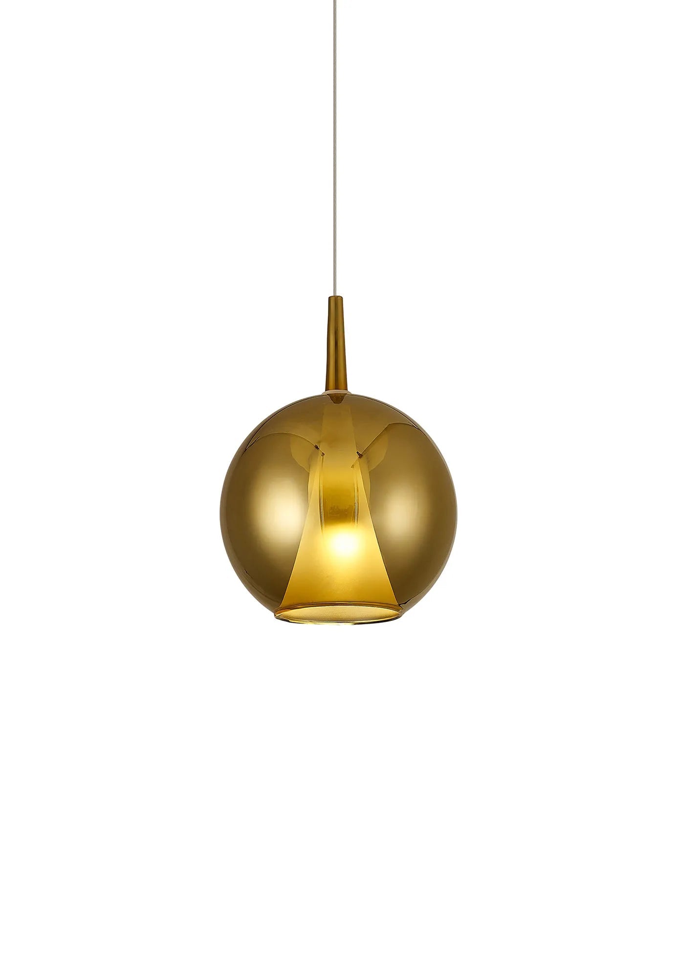 Mantra - Elsa Assembly Pendant (WITHOUT PLATE) With Round Shade, 1 Light E27, Glass With Frosted Inner Cone - Luminosity Designs Ltd