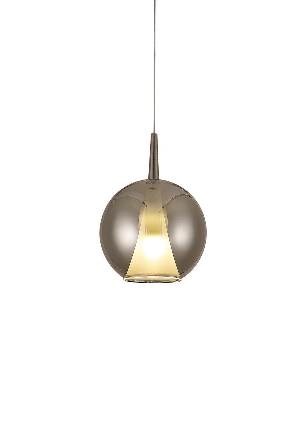 Mantra - Elsa Assembly Pendant (WITHOUT PLATE) With Round Shade, 1 Light E27, Glass With Frosted Inner Cone - Luminosity Designs Ltd
