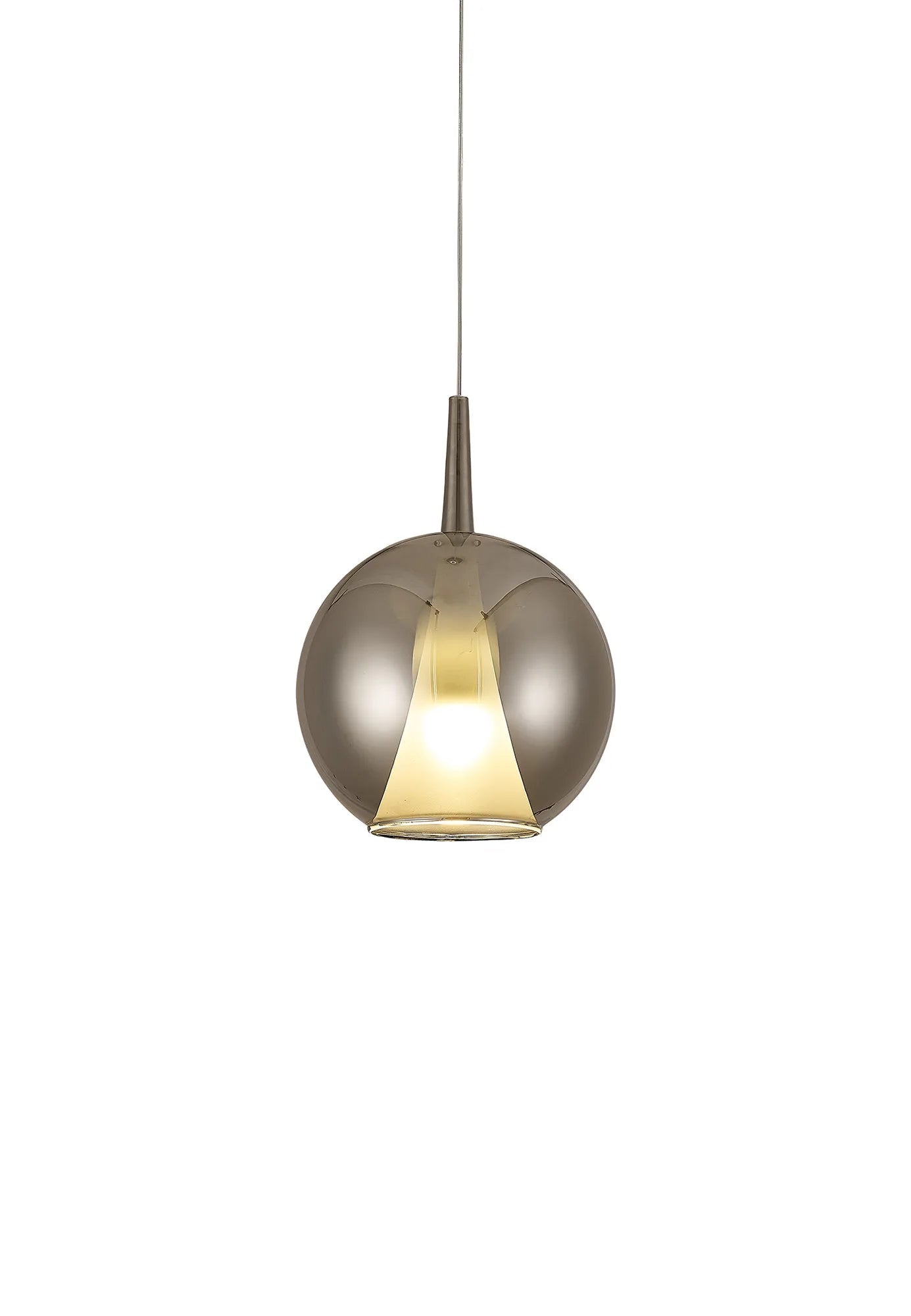 Mantra - Elsa Assembly Pendant (WITHOUT PLATE) With Round Shade, 1 Light E27, Glass With Frosted Inner Cone - Luminosity Designs Ltd