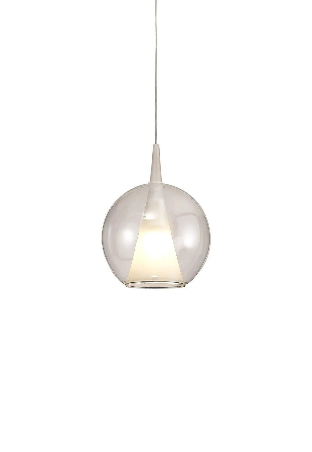 Mantra - Elsa Assembly Pendant (WITHOUT PLATE) With Round Shade, 1 Light E27, Glass With Frosted Inner Cone - Luminosity Designs Ltd