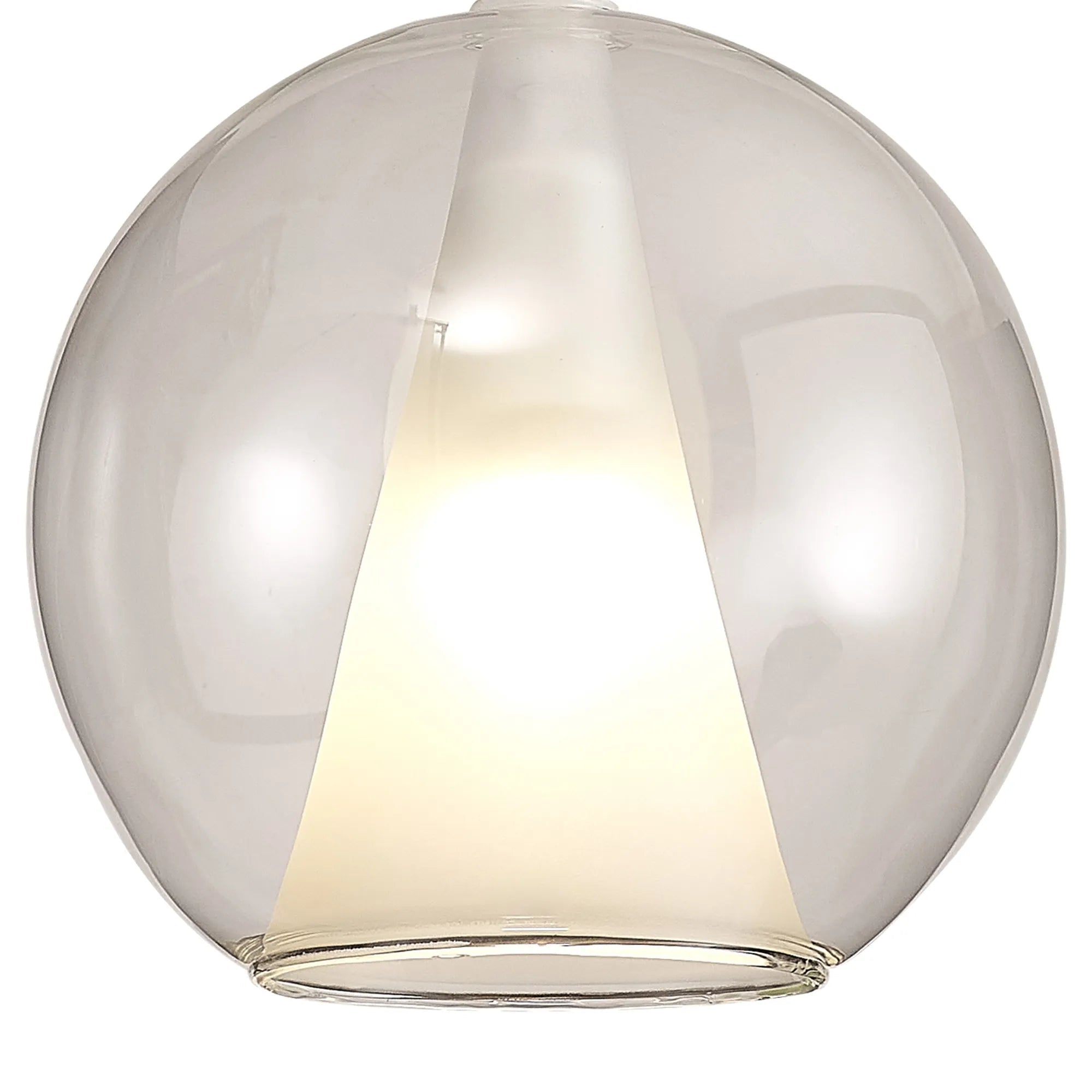 Mantra - Elsa Assembly Pendant (WITHOUT PLATE) With Round Shade, 1 Light E27, Glass With Frosted Inner Cone - Luminosity Designs Ltd