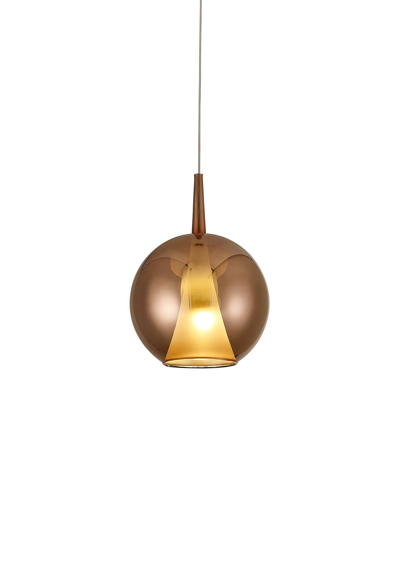 Mantra - Elsa Assembly Pendant (WITHOUT PLATE) With Round Shade, 1 Light E27, Glass With Frosted Inner Cone - Luminosity Designs Ltd
