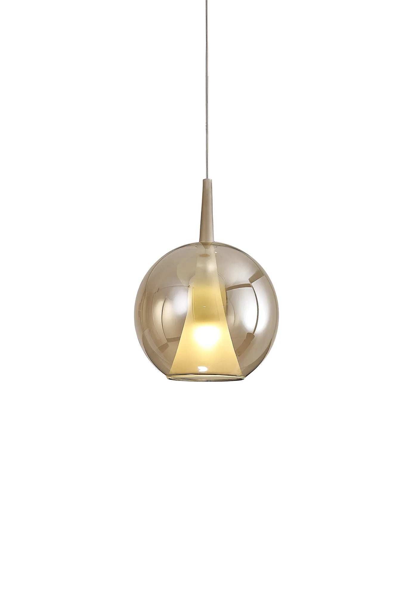 Mantra - Elsa Assembly Pendant (WITHOUT PLATE) With Round Shade, 1 Light E27, Glass With Frosted Inner Cone - Luminosity Designs Ltd