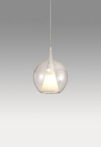 Mantra - Elsa Assembly Pendant (WITHOUT PLATE) With Round Shade, 1 Light E27, Glass With Frosted Inner Cone - Luminosity Designs Ltd