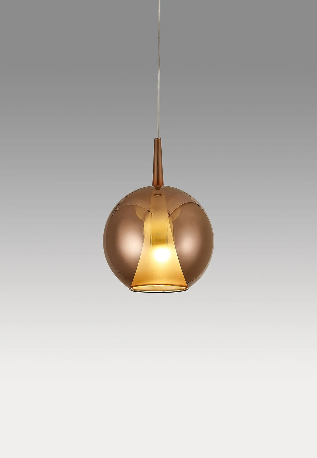 Mantra - Elsa Assembly Pendant (WITHOUT PLATE) With Round Shade, 1 Light E27, Glass With Frosted Inner Cone - Luminosity Designs Ltd