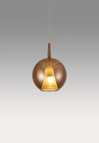 Mantra - Elsa Assembly Pendant (WITHOUT PLATE) With Round Shade, 1 Light E27, Glass With Frosted Inner Cone - Luminosity Designs Ltd