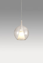 Elsa Assembly Pendant (WITHOUT PLATE) With Round Shade, 1 Light E27,  Glass With Frosted Inner Cone