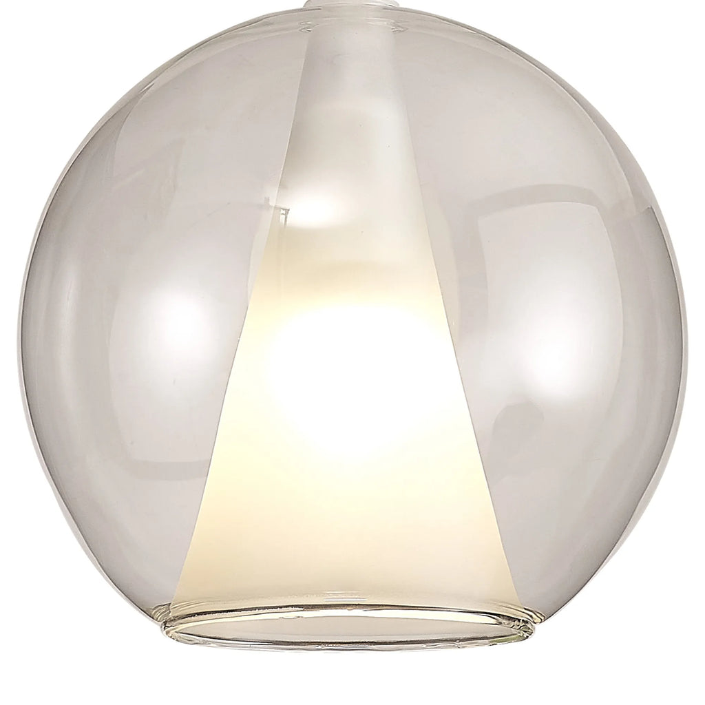Elsa Assembly Pendant (WITHOUT PLATE) With Round Shade, 1 Light E27,  Glass With Frosted Inner Cone