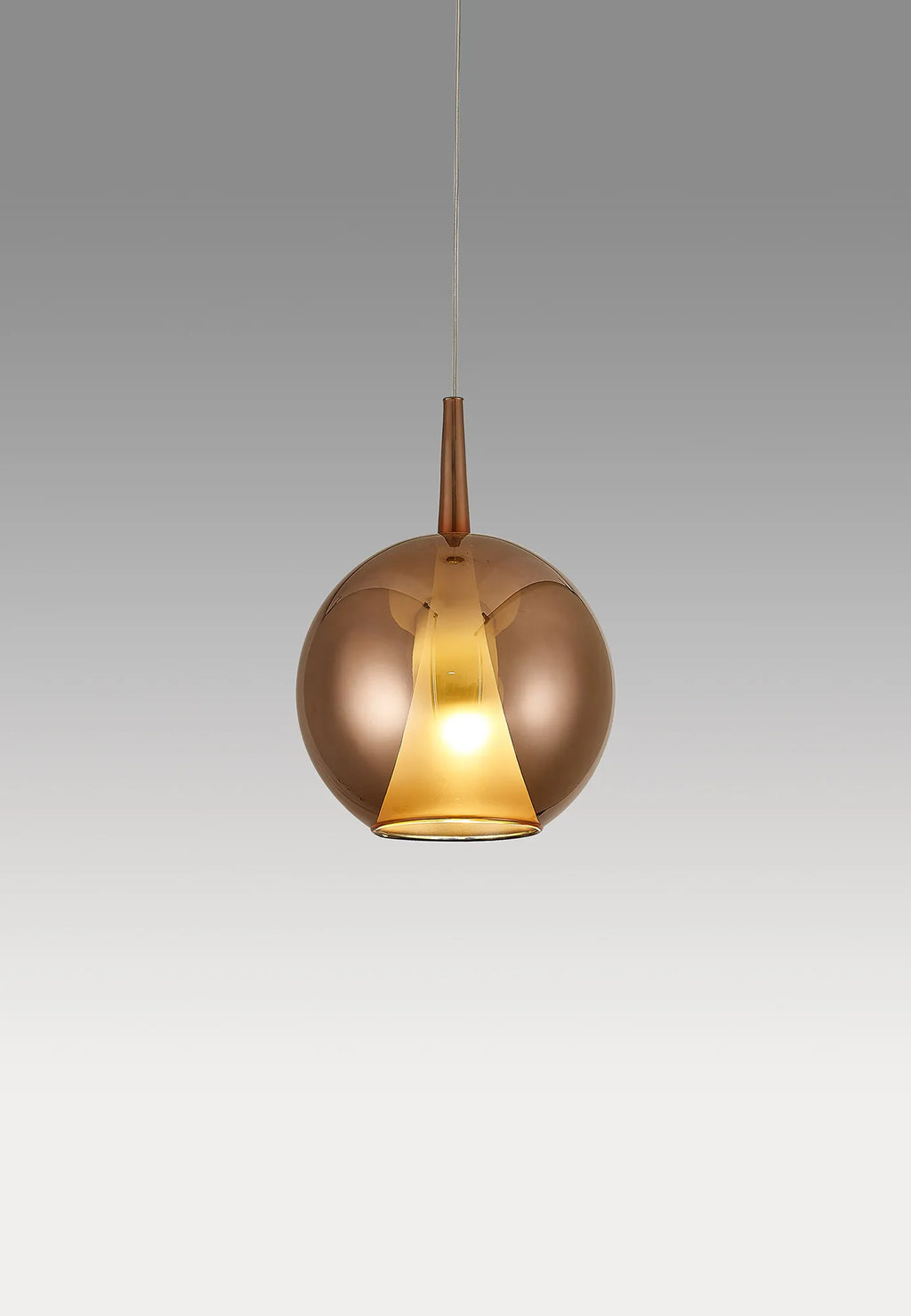 Elsa Assembly Pendant (WITHOUT PLATE) With Round Shade, 1 Light E27,  Glass With Frosted Inner Cone