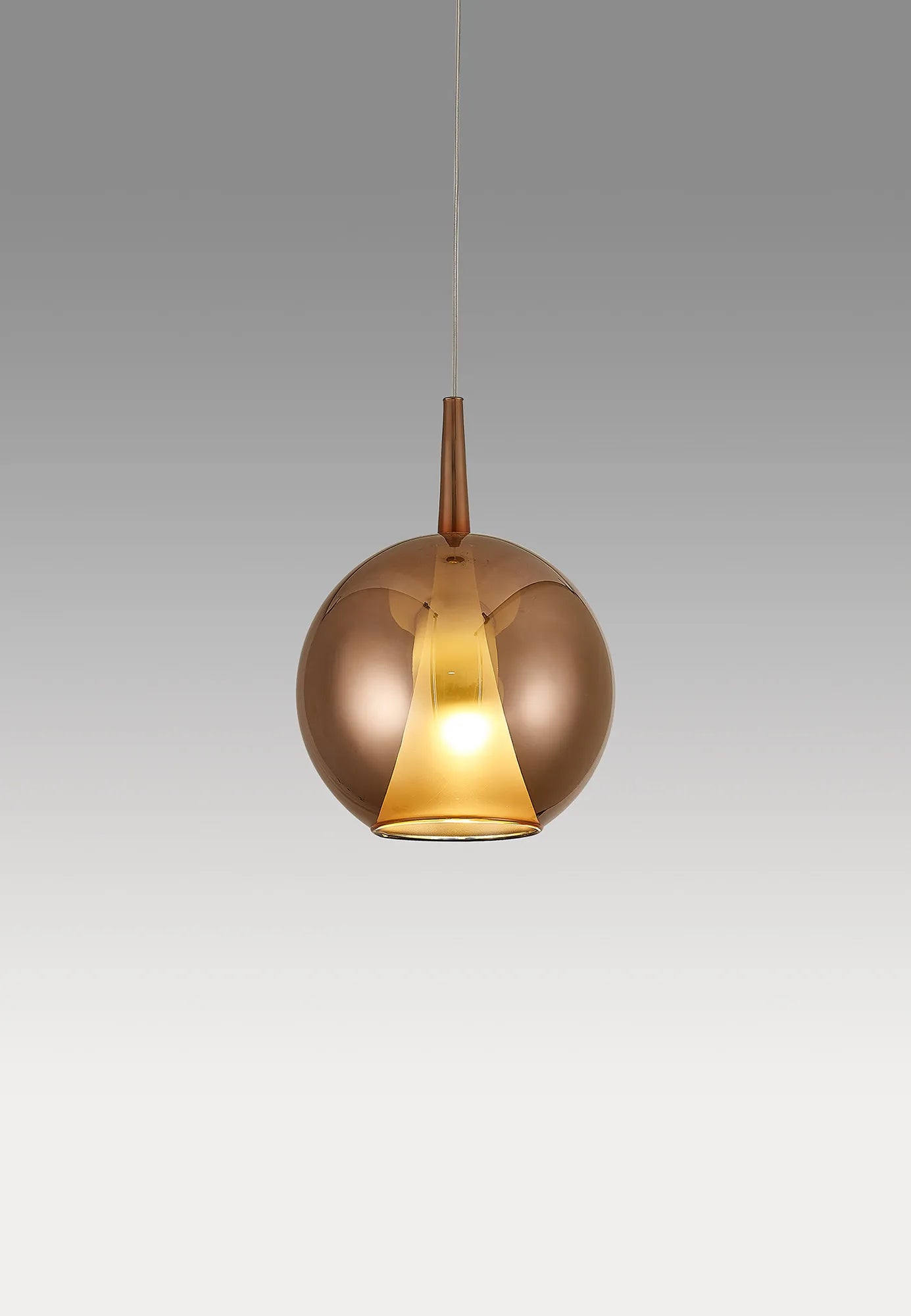 Elsa Assembly Pendant (WITHOUT PLATE) With Round Shade, 1 Light E27,  Glass With Frosted Inner Cone
