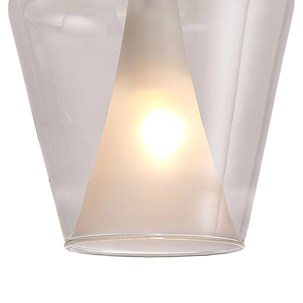 Elsa Assembly Pendant (WITHOUT PLATE) With Inverted Bell Shade, 1 Light E27,  Glass With Frosted Inner Cone