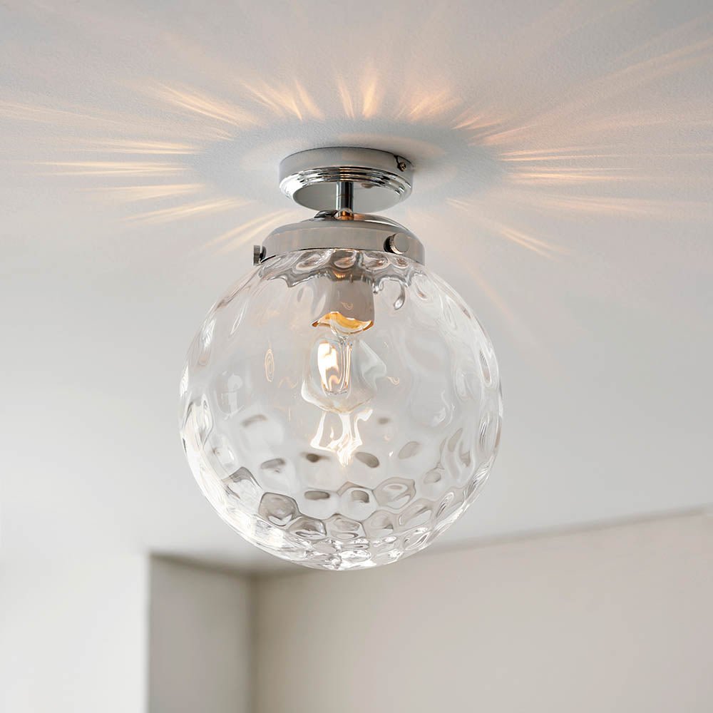 Elston Flush Chrome and Glass Vintage Period Style Glass Ball IP Rated Bathroom Fitting,(Endon 9) - Luminosity Designs Ltd