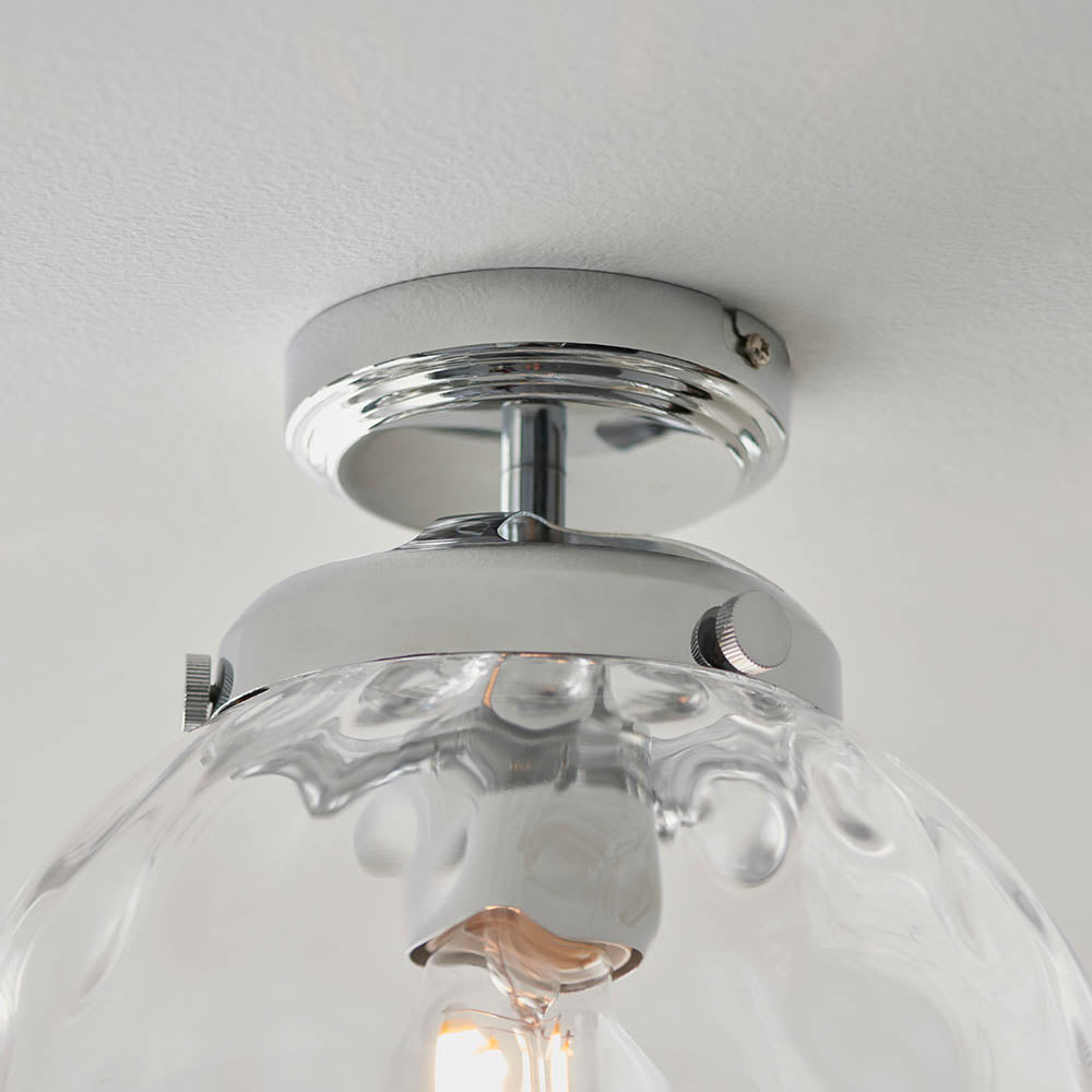 Elston Flush Chrome and Glass Vintage Period Style Glass Ball IP Rated Bathroom Fitting,(Endon 9) - Luminosity Designs Ltd