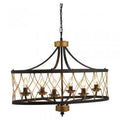 Oaks Lighting - Elvar Black 5 Light Antique Style Pendant in Black and Gold. 6x E14 (Oaks 1434/6 BK) - Luminosity Designs Ltd