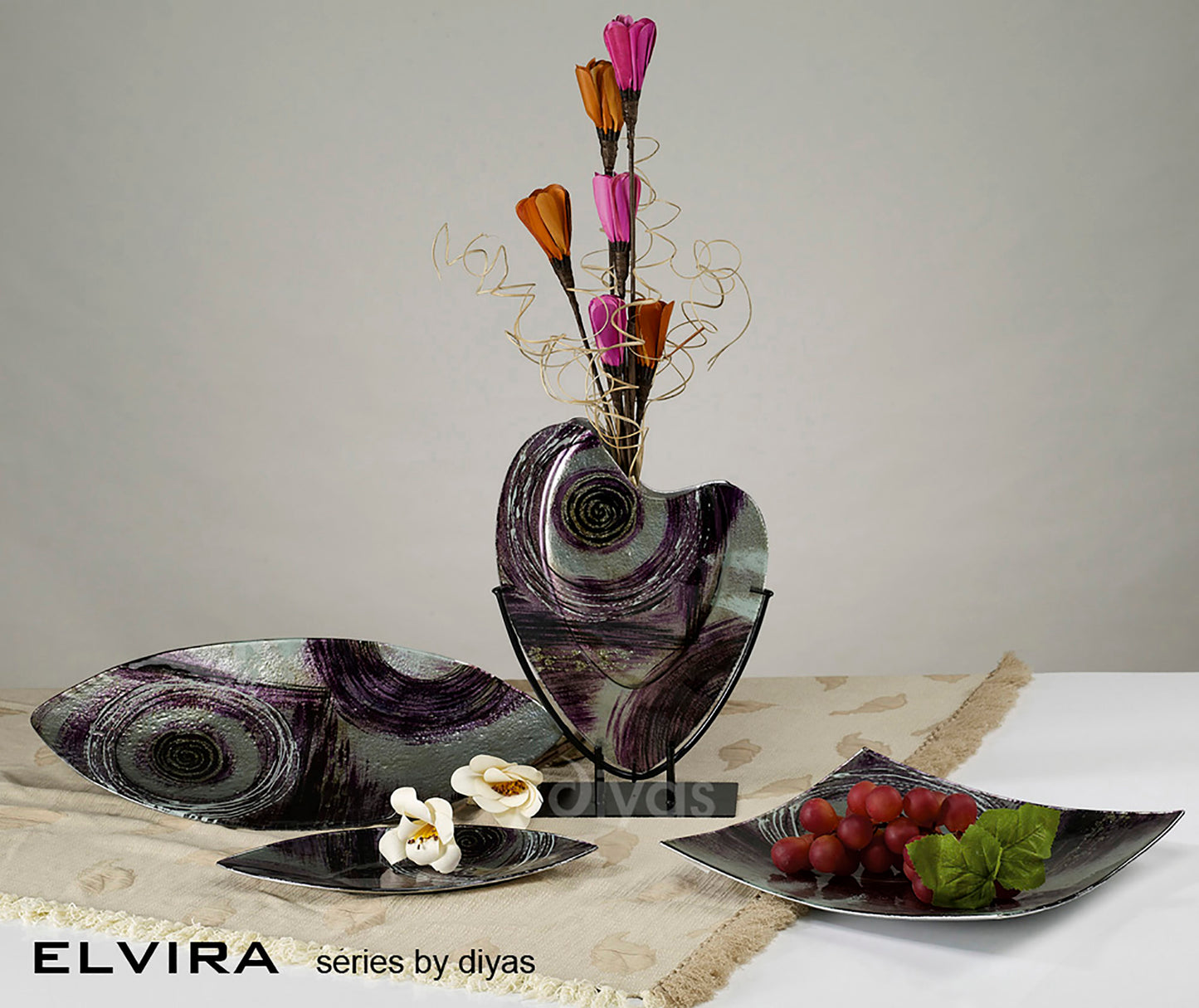 Elvira Glass Art Boat Platter Oval - Large