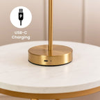 Luminosity Designs - Emmy Rechargeable LED Table Lamp in Antique Brass With Opal Glass Bubble Shade. - Luminosity Designs Ltd