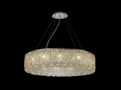 Empire 85cm Round Pendant Chandelier, 12 Light G9, Polished Chrome/Crystal (Diyas IL31731)