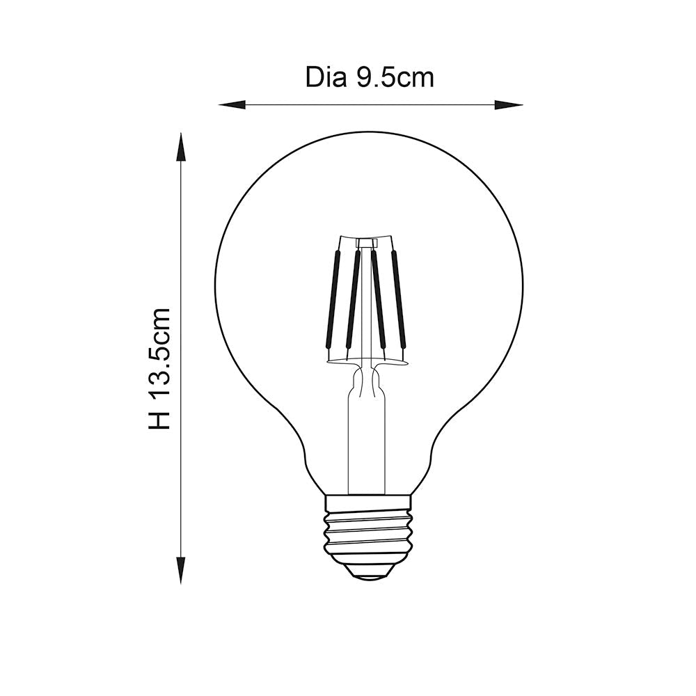 Crompton - Endon Amber Vintage Globe LED Filament Bulb - Luminosity Designs Ltd