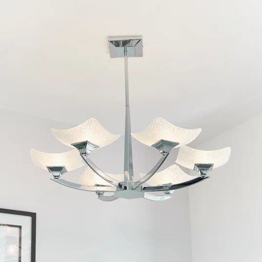 Endon Ayres Art Deco Style, Semi Flush, Polished Chrome Plate/Scavo Glass Finish (AYRES - 4CH) - Luminosity Designs Ltd