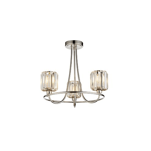 Endon Berenice Semi Flush Ceiling Light in Antique Brass or Chrome with Clear Glass (END/107801) - Luminosity Designs Ltd
