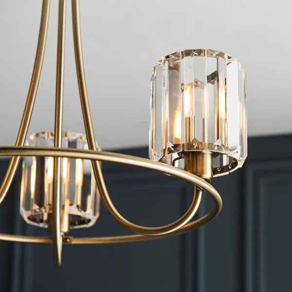 Endon Berenice Semi Flush Ceiling Light in Antique Brass or Chrome with Clear Glass (END/107801) - Luminosity Designs Ltd