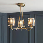 Endon Berenice Semi Flush Ceiling Light in Antique Brass or Chrome with Clear Glass (END/107801) - Luminosity Designs Ltd
