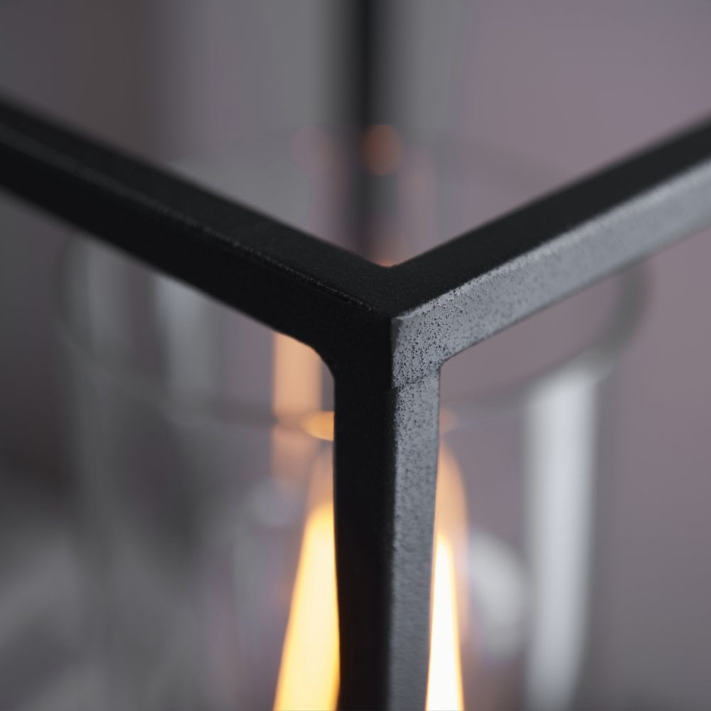 Endon - Endon Caleb Black & Brass Vintage Style Table Lamp with Glass Lantern Shade, 1x E27 (93035) - Luminosity Designs Ltd